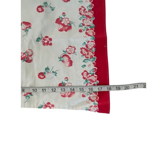 Vintage Cotton Table Runner With Red & Floral Strawberry Print 53"x14" Rectangul - Picture 4 of 7